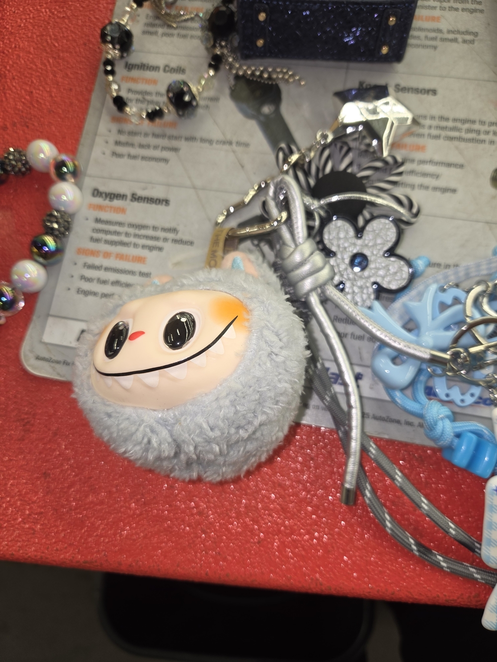 Plush Monster Keychain Charm - Light Gray